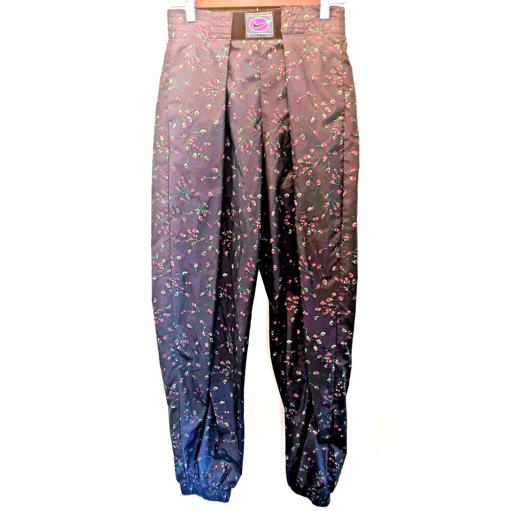 Nike Sportswear Floral Rose Print Jogger Pants Women's XS Black Lightweight